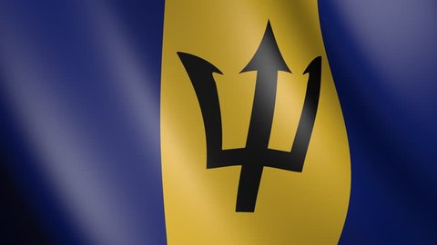 Flag of Barbados with fabric texture, seamless loop
