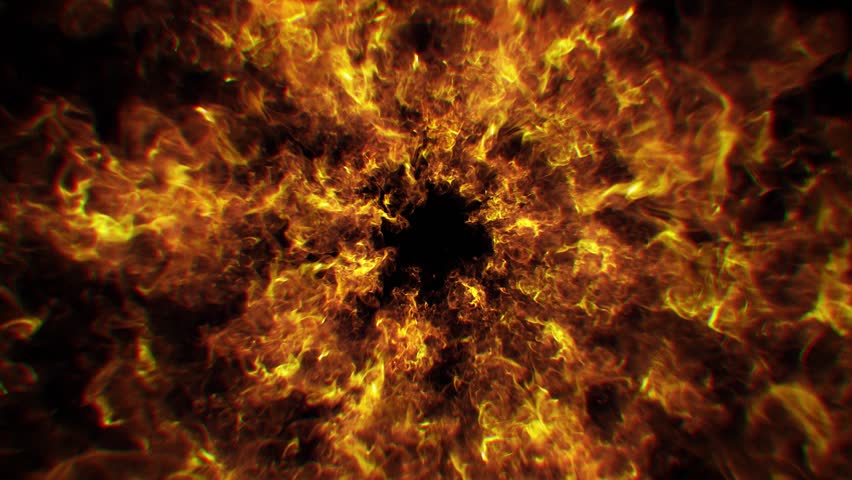 A looping background of energetic pulsating hot fire details.
