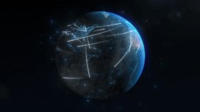 A stunning timelapse of the Earth, showing the dynamic flow of data, connections, and cargo across the globe. Concept of global interconnection and communication, the impact of technology on logistics - Powered by Shutterstock - Get 15% off with code: PIKWIZARD15