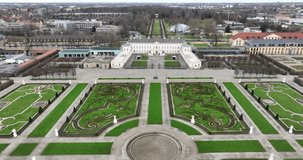 The Herrenhauser Garten, Gardens of Herrenhausen, in Hanover, Germany. Baroque gardens. City park gardens.