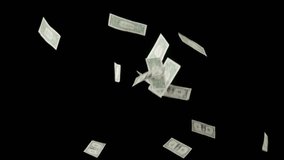 Falling Dollar banknotes in 4K Loopable. Rain from dollar banknotes. 4k looped video. Close-up of male hands counting a stack of hundred dollar US banknotes. Business crisis finance dollar concept.
