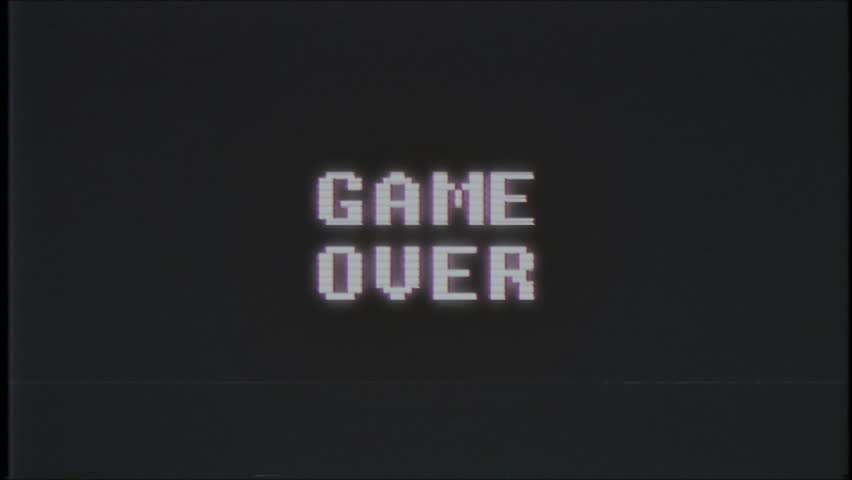 retro videogame GAME OVER text on computer old tv glitch interference noise screen animation seamless loop - New quality universal vintage motion dynamic animated background colorful joyful video Royalty-Free Stock Footage #34301218