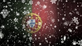 Happy new year background. Portugal flag and new year snow. New Year's celebration. Christmas backgrounds falling snow loopable. SERIAL VIDEO-
13