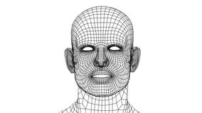 Speaking man with mesh texture. 3D realistic animation. 3D grid texture. Signing mesh man. Transparent background.