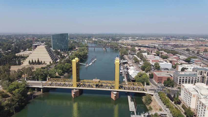tower bridge sacramento california aerial view