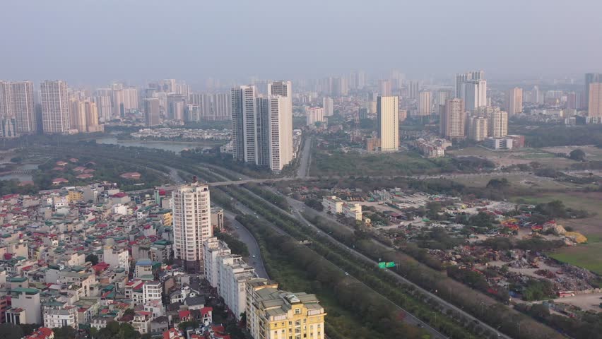 Aerial view of apartment building in Hanoi