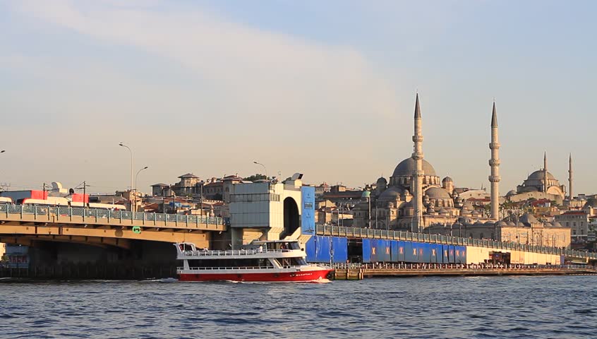Historical Galata Bridge looking to Eminonu side
