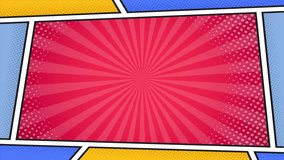 Comic background animation | expression balloon pop art style 4k video Animation | 4k animated radial rays and dots pattern | Motion graphics and digital composition | vintage pop art background