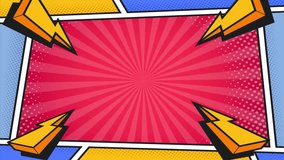 Comic background animation | expression balloon pop art style 4k video Animation | 4k animated radial rays and dots pattern | Motion graphics and digital composition | vintage pop art background - Powered by Shutterstock - Get 15% off with code: PIKWIZARD15