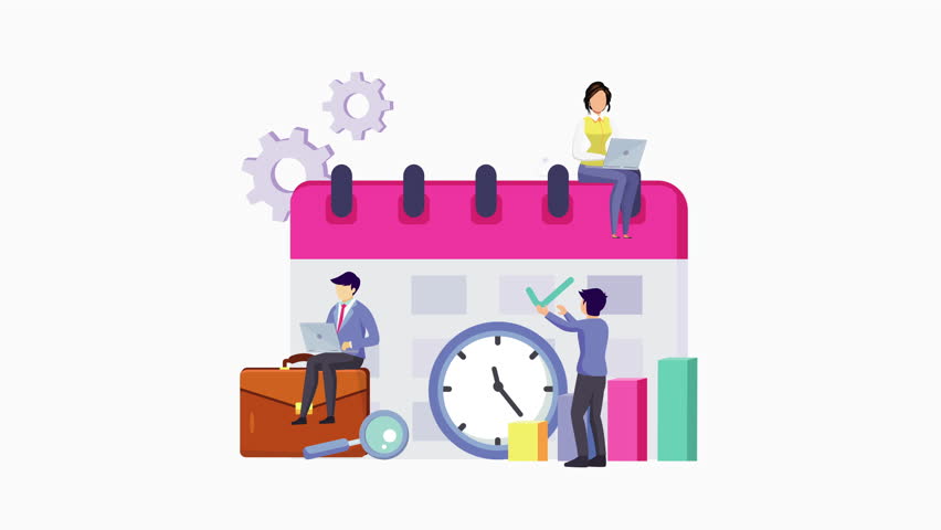 Entrepreneurship and calendar schedule planning. 2d video animation 4k clip