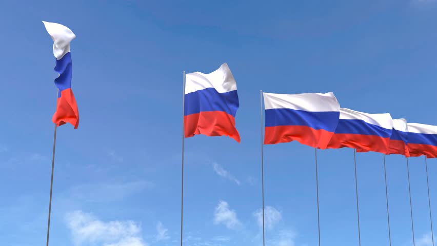 The Russian flag on the blue sky Russia flag waving animation on green background. the most beautiful isolated background  Royalty-Free Stock Footage #3430548527
