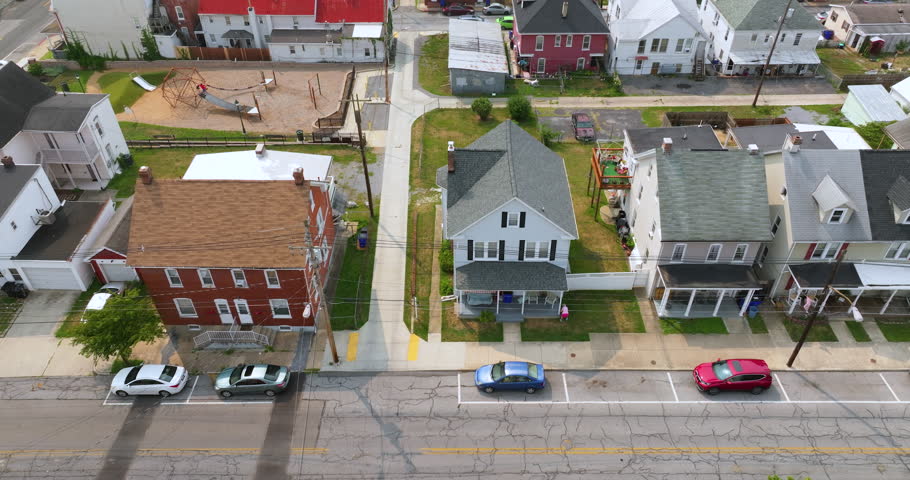 Old historic city architecture in USA. View from above of streets of Hagerstown, Maryland