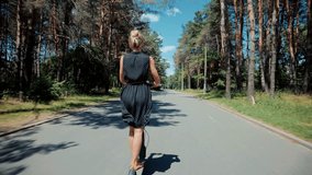 Driving Ecology Transportation. Woman Ride On Electric Scooter Mobility. E-Scooter Rider Rent Personal Eco Transport. Girl Drive Electric Scooter In City.Urban Style Riding Ecological Transport Travel - Powered by Shutterstock - Get 15% off with code: PIKWIZARD15