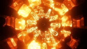 Animation of incandescent combination of geometric fiery elements