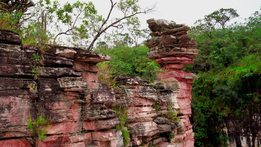 Sedimentary rocks in Capivara nature park in Capitolio region, Minas Gerais, Brazil