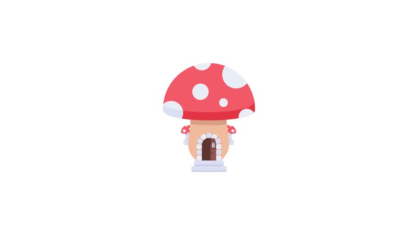 Handy flat icon animation of a fairy home 