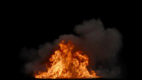 Big raging wild fire with thick smoke rising - with alpha mask pass - 4K Pro Res 60fps - Powered by Shutterstock - Get 15% off with code: PIKWIZARD15