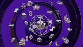 3D Abstract Geometric Shapes with Spinning Purple Background. 3D Animation - Powered by Shutterstock - Get 15% off with code: PIKWIZARD15