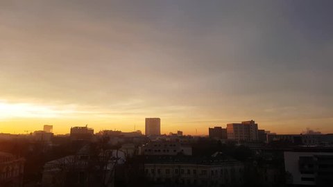 Bucharest skyline in the morning. Near "Victoriei" Avenue.