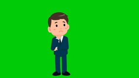 Businessman high quality animation green screen, on green screen isolated with chroma key, Green screen 4K animation, isolated on green screen background