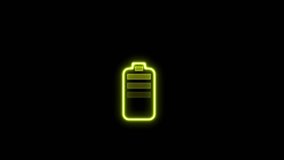 Neon battery fast charging animation, Glowing animated battery icon. Abstract sign of the neon battery charging on the black screen background. - Powered by Shutterstock - Get 15% off with code: PIKWIZARD15