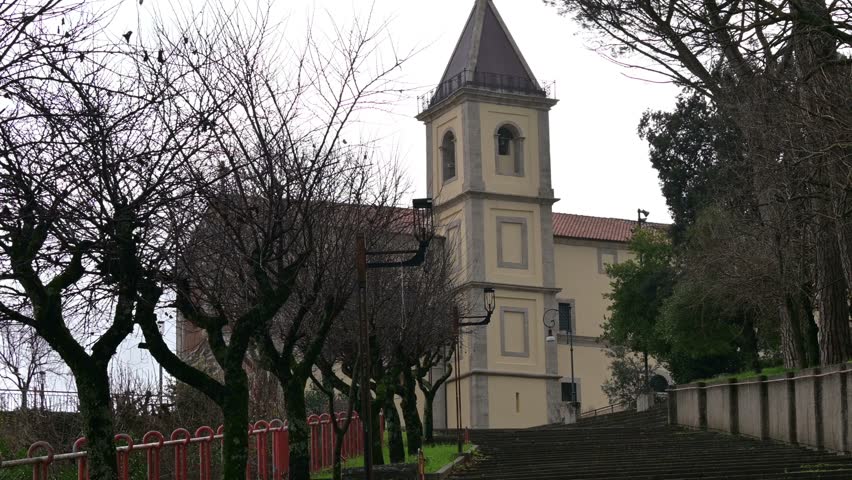 Old historic church with fountain in Lenola Latina Italy
