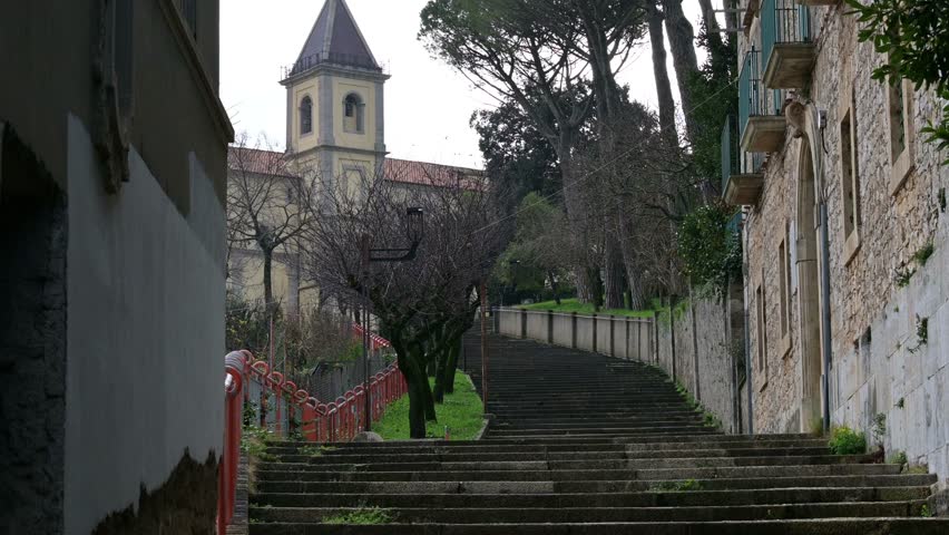 Old historic church with fountain in Lenola Latina Italy