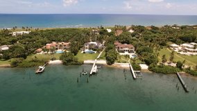 Aerial Video of Boating On The Intracoastal (ICW) Waterway and Jupiter Island Homes