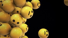 Animation of falling and filling screen yellow balls with different smiles of emoji. Animation of seamless loop. - Powered by Shutterstock - Get 15% off with code: PIKWIZARD15
