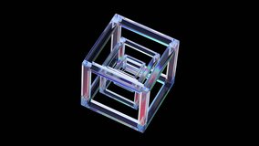 Abstract 3d animation, rotating geometric shapes, 4k video, loop