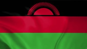Malawi flag waving animation, perfect looping, 4K video background, official colors, looping National Malawi flag animation background 4k best choice and suit for your footage
