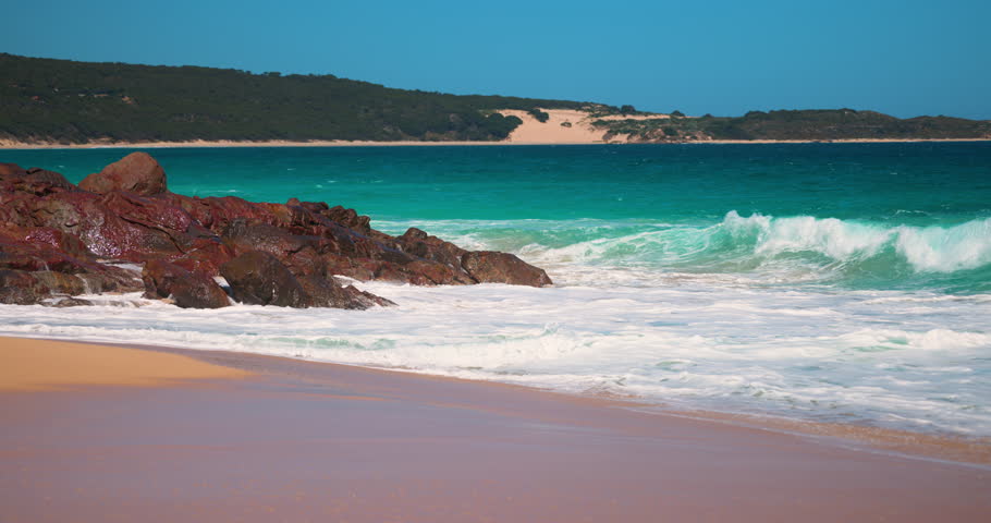 Waves breaking on Rugged and untouched coastlines West of Margaret River and Naturaliste. Tourism and Nature of South Western Australia. 3 hours drive from Perth.