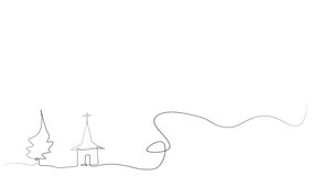 animation video of christian house catholic chruch line art religion wall decor lineart