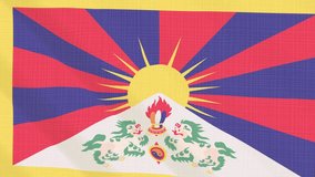 Tibet flag waving in the wind. Background with rough textile texture. Animation loop. Element for web site, presentation, import into video.