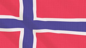 Norway flag waving in the wind. Background with rough textile texture. Animation loop. Element for web site, presentation, import into video.
