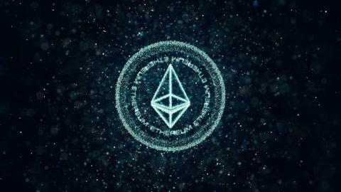 Crypto currency Ethereum of luminous particles. Background 3d