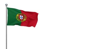 portuguese flag fluttering in the wind - looped video with separate alpha channel - 4K- 3D rendering