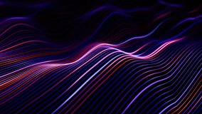 Flowing 3D digital sound waves or data transfer process. Abstract concept of big data analysis, artificial intelligence (AI) and machine learning. Visualization of soundwaves equalizer 4K looped video - Powered by Shutterstock - Get 15% off with code: PIKWIZARD15