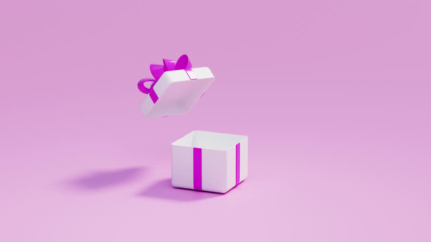 Gift box pops up and opens. 3d rendering animation. Gift give away, Mobile Marketing, earning prizes, bonus or rewards from store. online present or gift. Christmas, Valentine's Day holiday, birthday