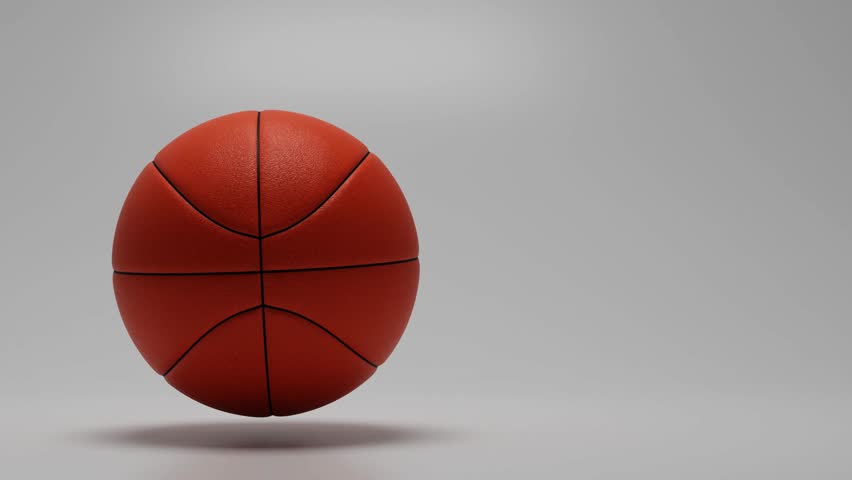 Seamless loop animation Basketball rotating isolated on white background. Standard orange basket ball. Copy space banner with a place for text on the right. perfect for sports advertising Royalty-Free Stock Footage #3432234783