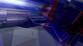 Broadcast Intro BG.Broadcast finance, banking and news report.Futuristic technology stock market, background template.3D glass Render.Infographic sci fi elements animation.Red Blue