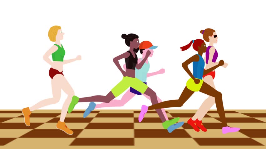 Female runner running in a marathon competition in an international sports competition.