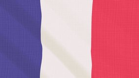France flag waving in the wind. Background with rough textile texture. Animation loop. Element for web site, presentation, import into video.