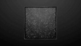 Black technology square background with grey metallic dots. Seamless looping motion design. Video animation Ultra HD 4K 3840x2160