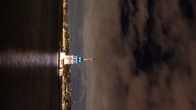 Kiz Kulesi or Maiden's Tower time lapse 4k vertical footage. Visit Istanbul vertical video.