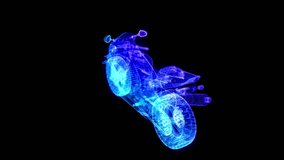 Motorcycle. Glowing Light Particles Arranged in the Formation of mesh 3d Model. Looping Motion Animated Background. - Powered by Shutterstock - Get 15% off with code: PIKWIZARD15