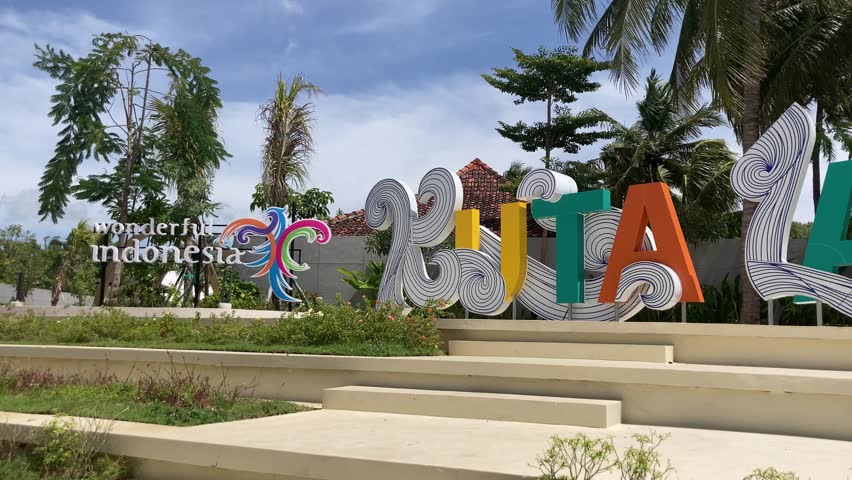 Kuta Lane Sign at Kuta Mandalika Beach, Lombok Indonesia Royalty-Free Stock Footage #3432724063