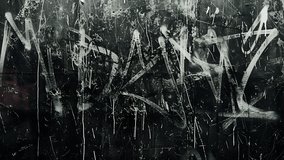 Rough urban wall grunge animated texture with bold white graffiti tags heavy scratches and black worn paint creating gritty underground atmosphere - Powered by Shutterstock - Get 15% off with code: PIKWIZARD15