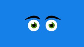 animated eyes and eyebrows that move in a cartoon style on a blue background