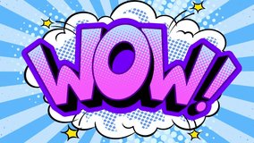 Wow word pop art comic book style retro hand drawn. Conceptual video animation. High quality 4k footage.  - Powered by Shutterstock - Get 15% off with code: PIKWIZARD15